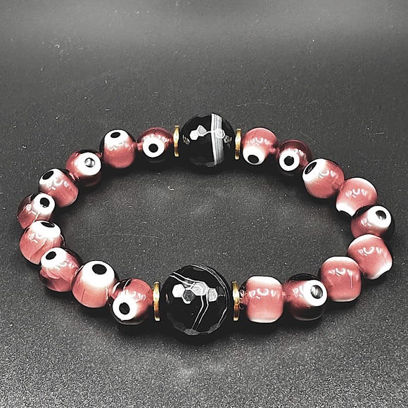 MALOCCHIO ONYX  NATURAL STONES BRACELET 7” - Picture 4 of 10